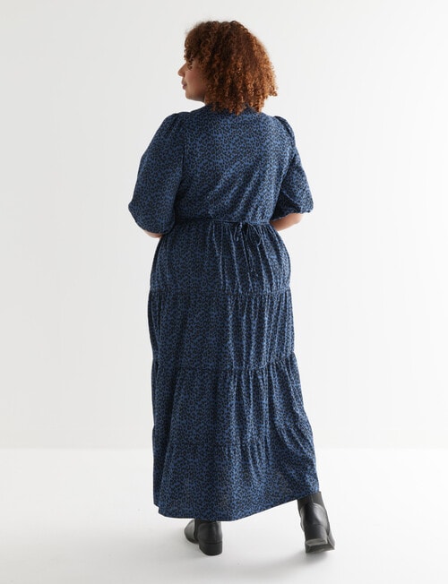 Studio Curve Animal Print Knit Tiered Dress, Blue product photo View 02 L