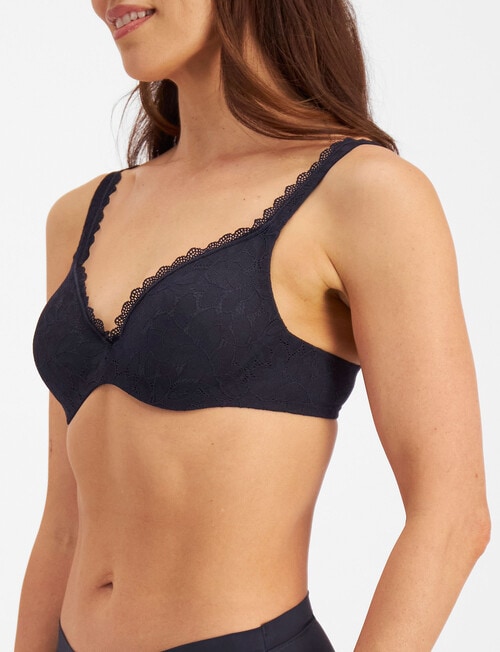 Berlei Barely There Lace Tshirt Bra, Navy, B-E product photo View 02 L