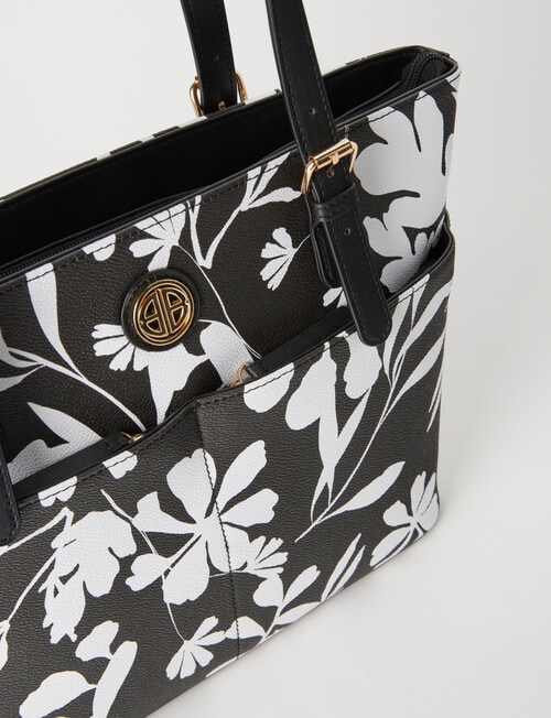 Boston + Bailey Floral Printed Tote Bag, Black & White product photo View 03 L