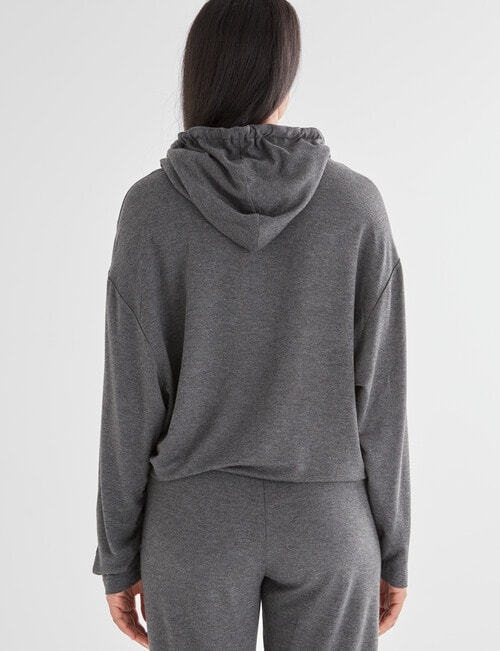 Zest Supersoft Hooded Zip Draw Hem Top, Charcoal Marle product photo View 02 L
