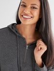 Zest Supersoft Hooded Zip Draw Hem Top, Charcoal Marle product photo View 04 S