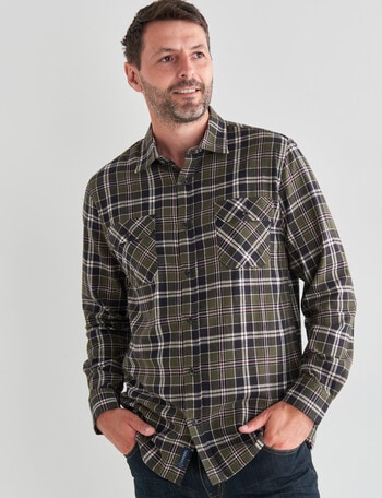 Chisel Long Sleeve Flannel Shirt, Khaki product photo