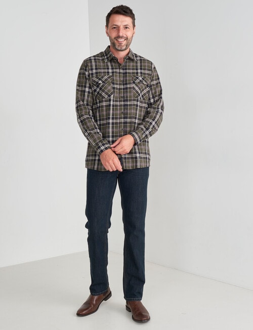 Chisel Long Sleeve Flannel Shirt, Khaki product photo View 03 L