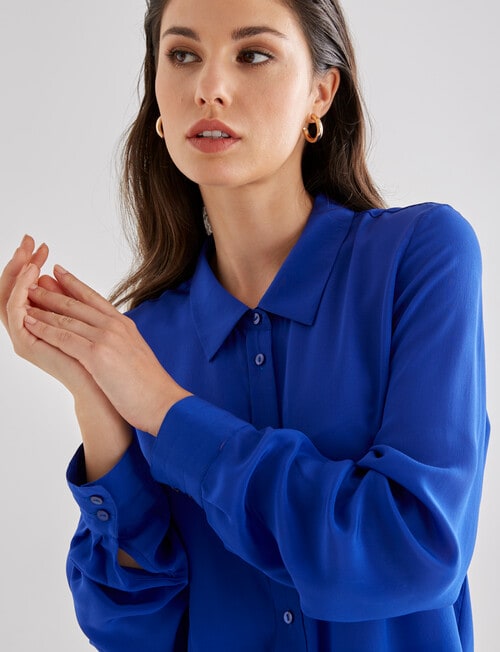 Whistle Classic Silk Shirt, Electric Blue product photo