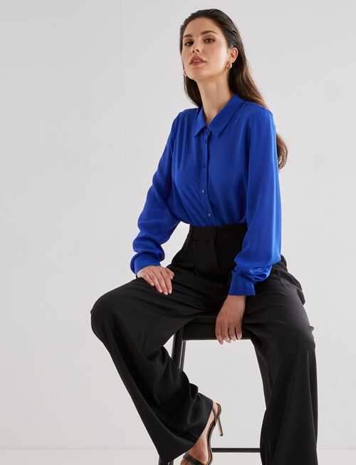 Whistle Classic Silk Shirt, Electric Blue product photo View 03 L