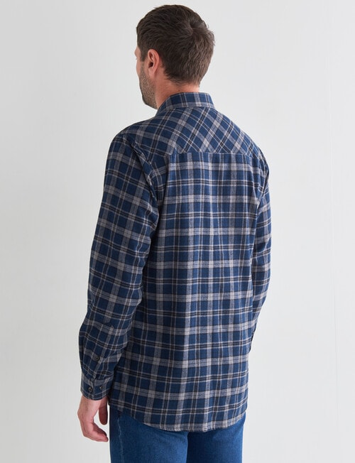 Chisel Long Sleeve Flannel Shirt, Dark Blue product photo View 02 L