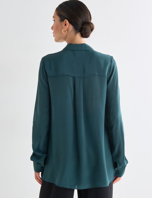 Whistle Classic Silk Shirt, Deep Green product photo View 02 L