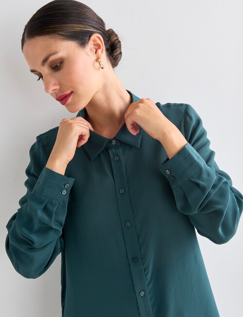 Whistle Classic Silk Shirt, Deep Green product photo View 04 L