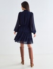 Whistle Long Sleeve Shirred Neck Dress, Navy product photo View 02 S
