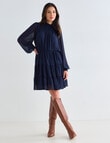 Whistle Long Sleeve Shirred Neck Dress, Navy product photo View 03 S