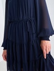 Whistle Long Sleeve Shirred Neck Dress, Navy product photo View 04 S