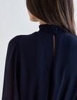 Whistle Long Sleeve Shirred Neck Dress, Navy product photo View 06 S