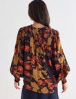 Whistle Vienna Floral Long Sleeve Blouse, Navy product photo View 02 S