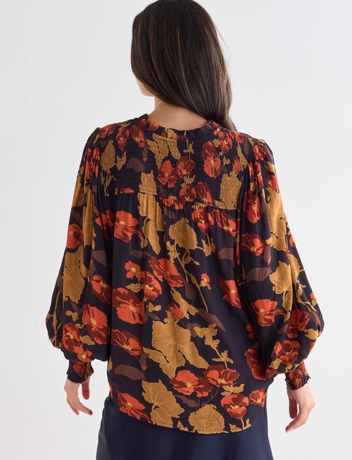 Whistle Vienna Floral Long Sleeve Blouse, Navy product photo View 02 L