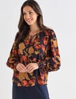 Whistle Vienna Floral Long Sleeve Blouse, Navy product photo View 05 S