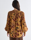 Whistle Vienna Floral Long Sleeve Blouse, Tan product photo View 02 S