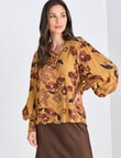 Whistle Vienna Floral Long Sleeve Blouse, Tan product photo View 05 S