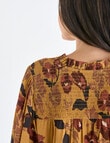 Whistle Vienna Floral Long Sleeve Blouse, Tan product photo View 06 S