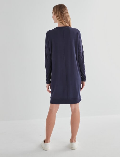 Zest Supersoft Rib Sleeve Sweater Dress, Navy product photo View 02 L