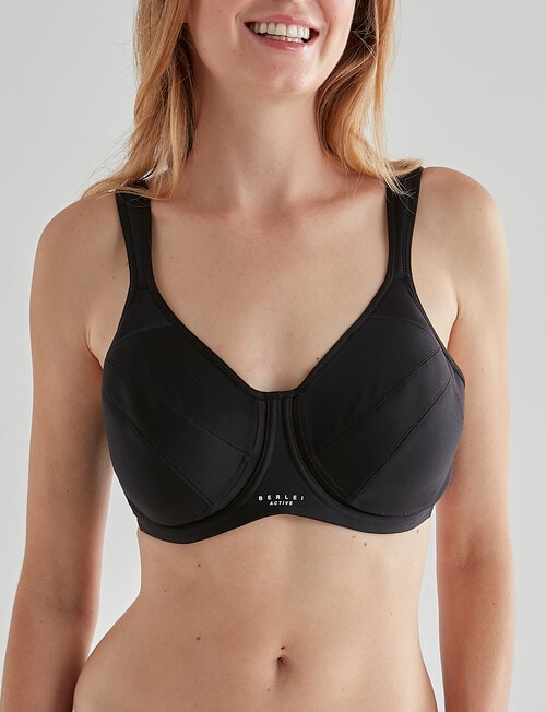 Berlei Active Full Focus Underwire Bra, Black, DD-H product photo