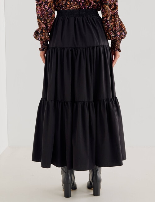 Whistle Tiered Poplin Midi Skirt, Black product photo View 02 L