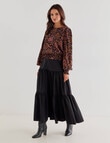 Whistle Tiered Poplin Midi Skirt, Black product photo View 03 S