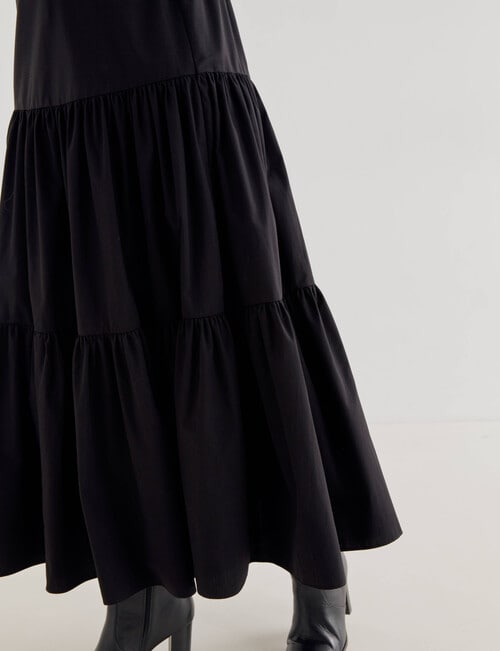 Whistle Tiered Poplin Midi Skirt, Black product photo View 04 L