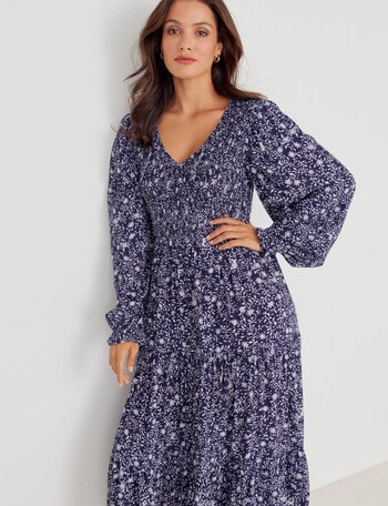 Whistle Ornate Floral Midi Dress, Navy product photo