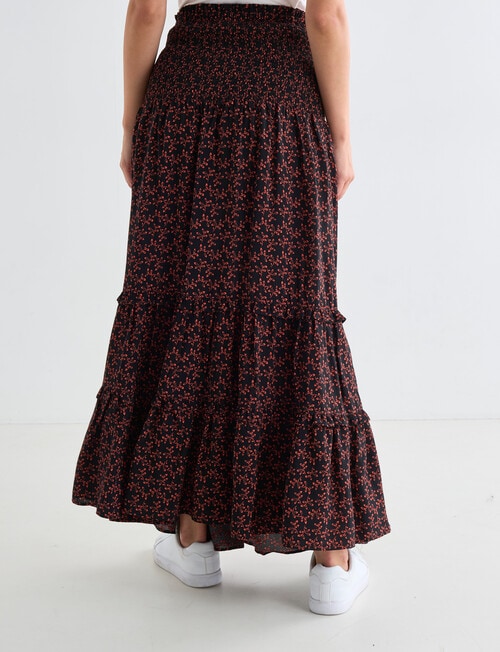 Whistle Ditsy Shirred Waist Skirt, Orange product photo View 02 L