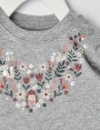 Teeny Weeny Flower Print Long Sleeve T-Shirt, Grey Marle product photo View 02 S