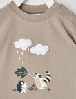 Teeny Weeny Raccoon Print Long Sleeve T-Shirt, Latte product photo View 02 S