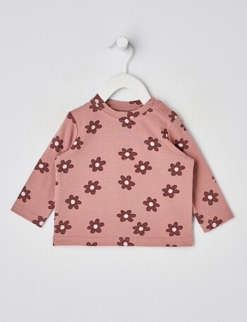 Teeny Weeny All Over Flower Print Long Sleeve T Shirt, Elsie Pink product photo