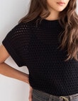 Mineral Crochet Hole Sweater, Black product photo View 04 S