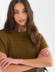 Mineral Crochet Hole Sweater, Moss product photo View 04 S