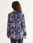Ella J Classic Viscose Shirt, Navy Butterfly product photo View 02 S