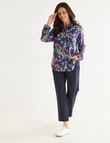 Ella J Classic Viscose Shirt, Navy Butterfly product photo View 03 S