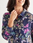 Ella J Classic Viscose Shirt, Navy Butterfly product photo View 04 S