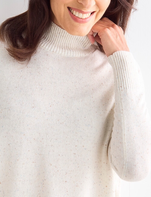 Ella J High Low Rollneck, Ivory product photo View 04 L