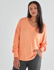 Zest Supersoft Brushed V-Neck Top, Sherbet product photo View 05 S