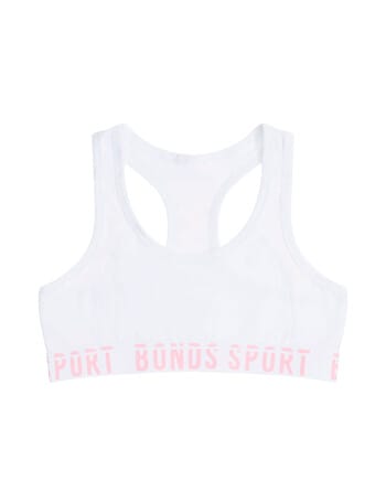 Bonds Cool Sport Racer Crop Top, White product photo
