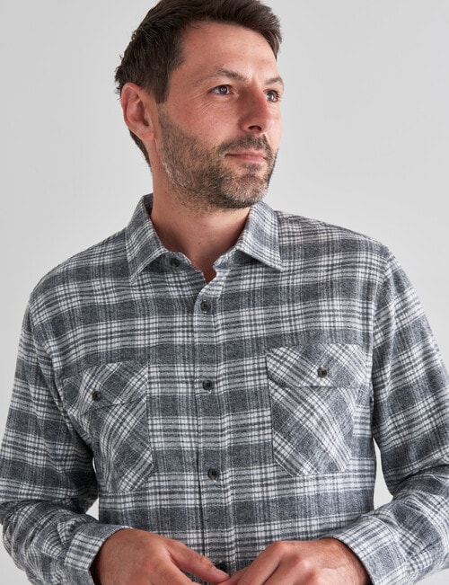 Chisel Long Sleeve Flannel Shirt, Grey Marle product photo View 04 L