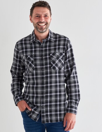 Chisel Long Sleeve Flannel Shirt, Black product photo