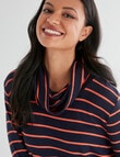 Zest Supersoft Cowl Top, Stripe Navy & Hot Orange product photo View 04 S