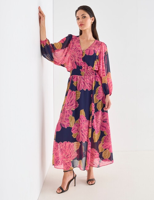 Whistle Dahlia Long-Sleeve Dress, Magenta product photo View 03 L