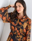 Whistle Vienna Floral Shirred Waist Dress, Navy product photo View 04 S