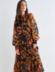 Whistle Vienna Floral Shirred Waist Dress, Navy product photo View 05 S