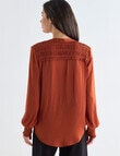 Whistle Hammered Satin Long Sleeve Blouse, Rust product photo View 02 S