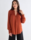 Whistle Hammered Satin Long Sleeve Blouse, Rust product photo View 05 S