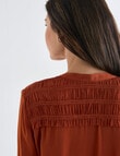 Whistle Hammered Satin Long Sleeve Blouse, Rust product photo View 06 S