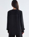 Whistle Hammered Satin Long Sleeve Blouse, Black product photo View 02 S